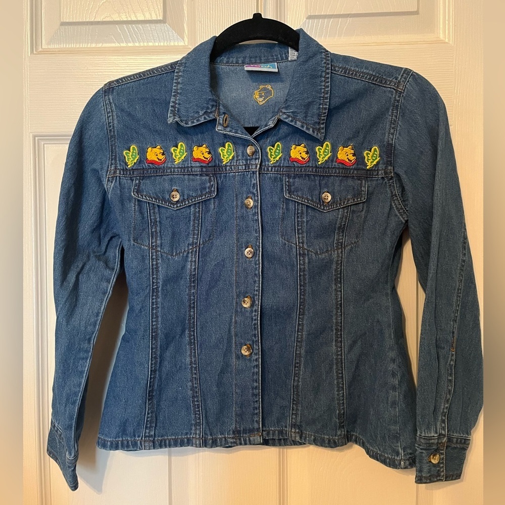 Vintage Disney Winnie the Pooh Denim Embroidered Button Down‎ Jean Shirt Jacket